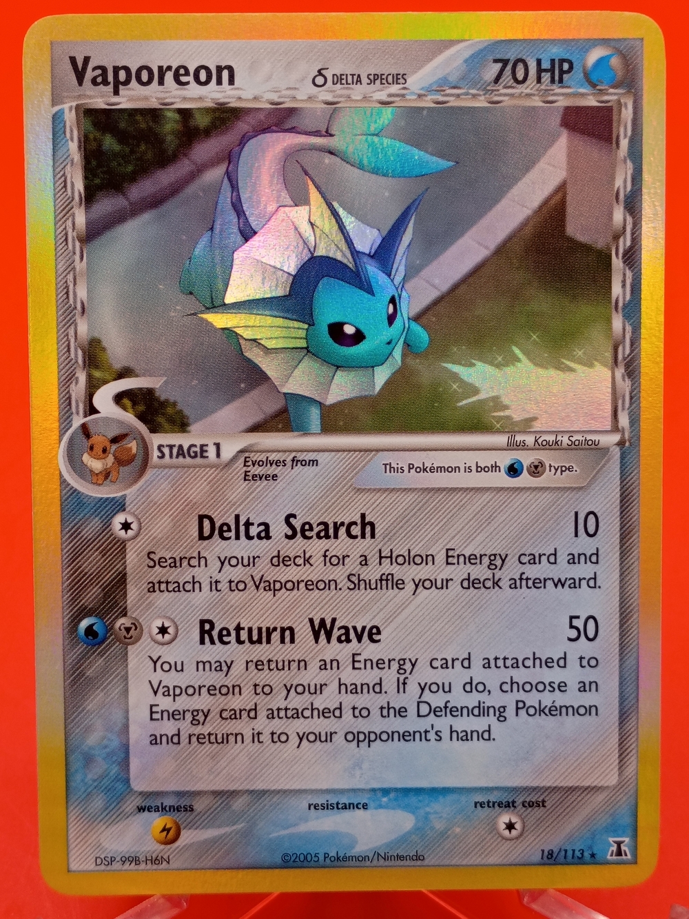 Vaporeon 18/113 Holo Rare Delta Species EX Delta Species Near Mint Pokémon